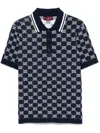Gucci Men Blue Gg Jacquard Cotton Knit Polo Shirt In Blue