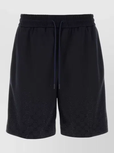 Gucci Polyester Bermuda Shorts Embroidered Pattern Knee Length In Black