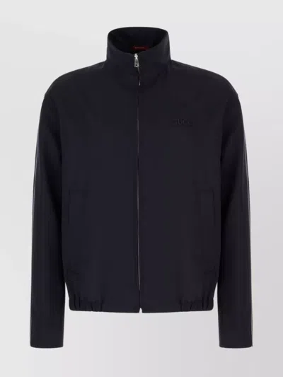 Gucci Polyester Blend Jacket With Contrasting Fabric Inserts In Blu