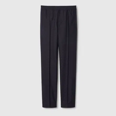 Gucci Polyester Gg Jacquard Trouser With Web In Blue