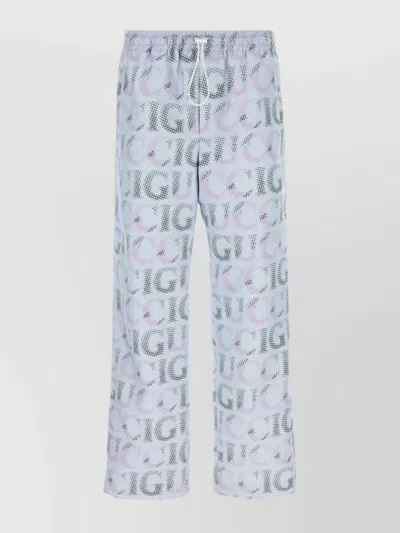 GUCCI POLYESTER PANT WITH ALL-OVER PRINT AND ELASTIC WAISTBAND