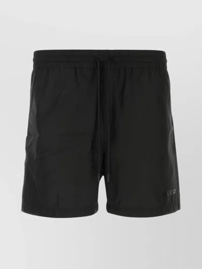 Gucci Polyester Swim Shorts With Elastic Waistband And Back Pocket In Black