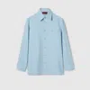 Gucci Polyester Twill Shirt With Horsebit In Blue