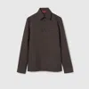 Gucci Polyester Twill Shirt With Horsebit In Brown