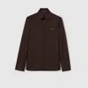 Gucci Polyester Twill Shirt With Horsebit In Brown