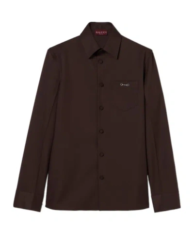 GUCCI GUCCI HORSEBIT-EMBELLISHED TWILL SHIRT