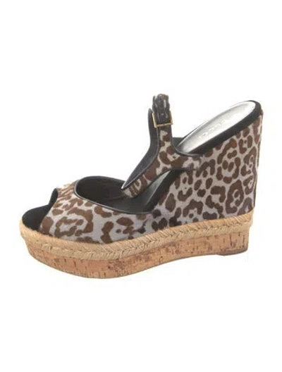 Pre-owned Gucci Ponyhair Animal Print Mules In Gray
