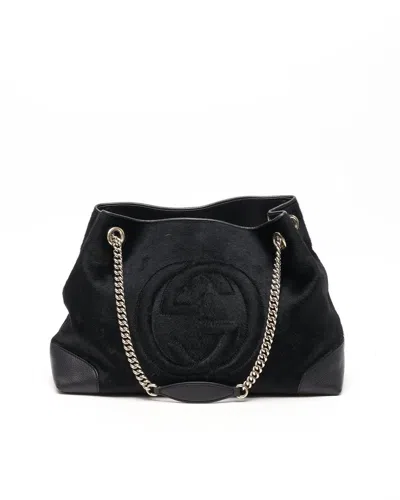 Gucci Ponyhair Soho Chain Tote Bag In Black