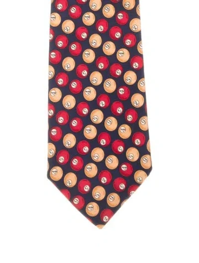 Pre-owned Gucci Pool Ball Print Tie In Blue