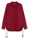 Gucci Womens Rosso Ancora Embroidered Drawstring-sleeves Cotton-poplin Shirt In Red