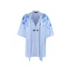 Gucci Midi Dress With Floral Embroidery And V-neckline In Blue