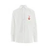 Gucci White Shirt With Classic Collar And Logo Detail On The Front In Cotton Man In White