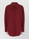Gucci Curved Hem Shirt With Detachable Ties And Lace In Red