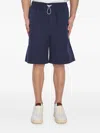 Gucci Navy Blue Poplin Bermuda Shorts In Blue