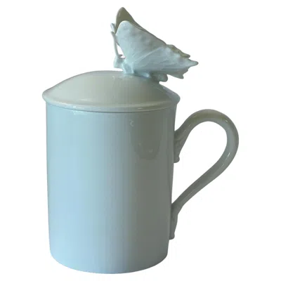 Pre-owned Gucci Porcelain Butterfly Mug By Richard Ginori, Made In Italy In Gray