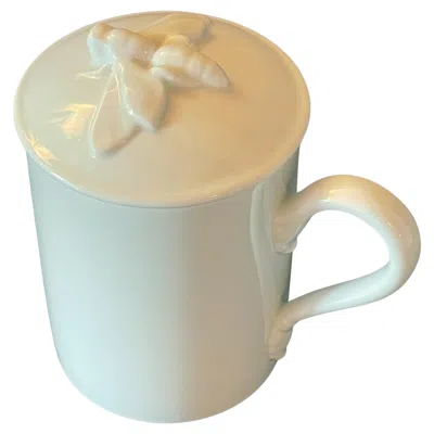 Pre-owned Gucci Porcelain Mug By Richard Ginori With Bee Lid, Made In Italy In Sand