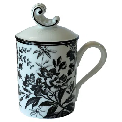 Pre-owned Gucci Porcelain Mug With Floral Design, Richard Ginori, Made In Italy In Gray