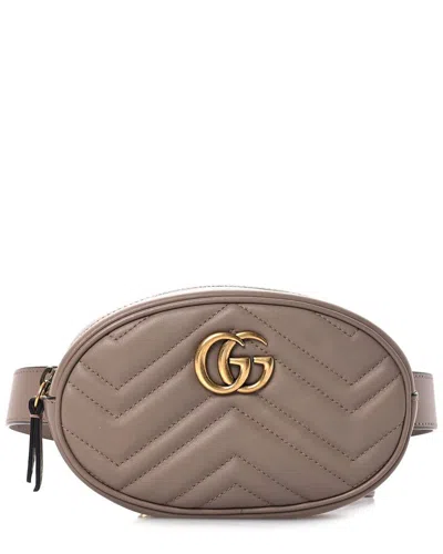 Gucci Porcelain Rose Calfskin Leather Gg Marmont Belt Bag (authentic Pre-  Loved) In Brown