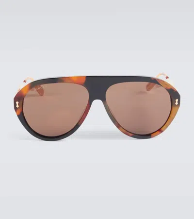 Gucci Port Royale Aviator Sunglasses In Brown