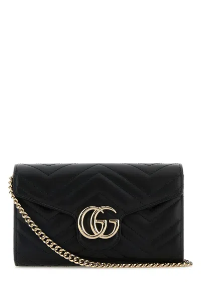 Gucci Portafoglio Gg Marmont In Pelle Nera  Donna