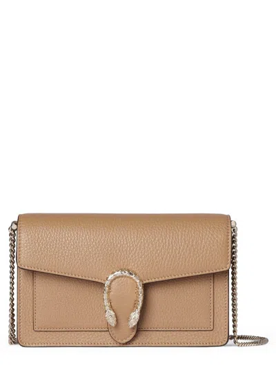 Gucci Dionysus Textured Leather Chain Strap Purse In Gold
