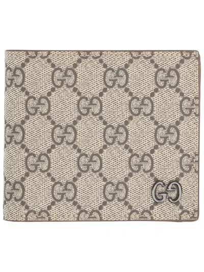 Gucci Portfolio Wallet With Gg Logo In Brown