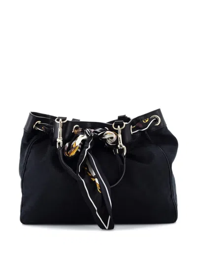 Pre-owned Gucci Positano Gg Canvas Large Tote Bag In Black