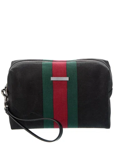 Gucci Positano Small Canvas Pouch In Black