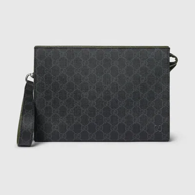 Gucci Pouch With Gg Detail In Black