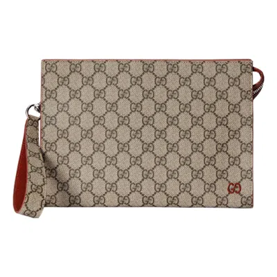 Gucci Pouch With Gg Detail 'beige Ebony Supreme' In Multi