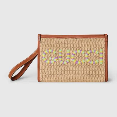 Gucci Pouch With  Logo In Beige