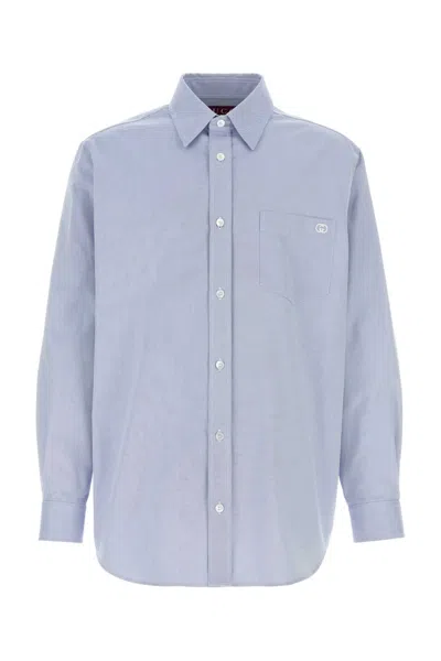 Gucci Oxford Shirt Long Sleeves Button Down Collar In Blue