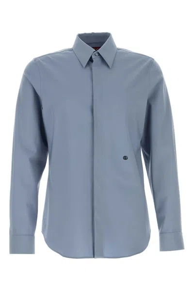 Gucci Powder Blue Stretch Wool Shirt