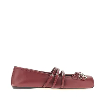 Gucci Ppa Leather Ballet Flats With Horsebit In Red