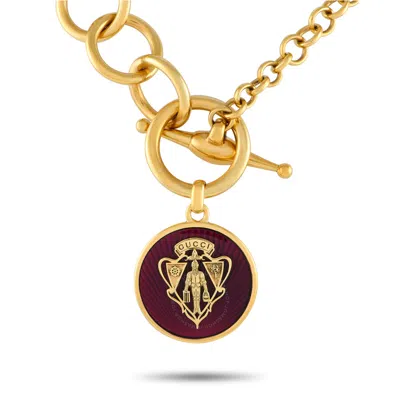 Gucci 18k Yellow Gold Family Crest Medallion Necklace Gu29 0520204