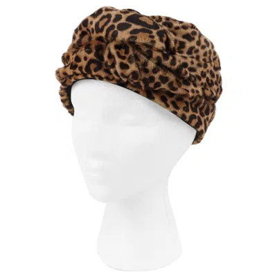 Pre-owned Gucci Pre-fall 2016 Black Brown Leopard Print Leather Twisted Turban Hat