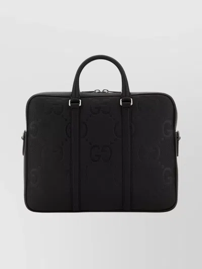 Gucci Premium Leather Briefcase Top Handles In Black