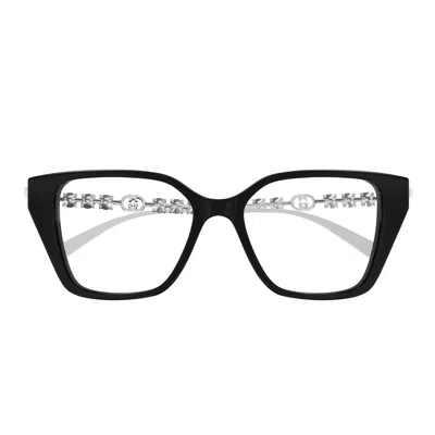 Gucci Prescription Glasses Gg1969 O 002 Silver Black/transparent Women