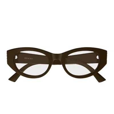 Gucci Prescription Glasses Gg2041 O 003 Dark Brown/transparent Women In White
