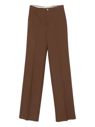 Gucci Pressed-crease Trousers In Brown