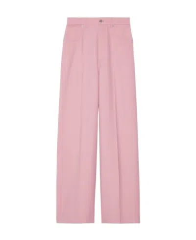 Gucci Pressed-crease Wool Tailored Trousers In Pink