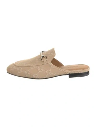 Pre-owned Gucci Priincetown Gg Canvas Mules In Neutrals