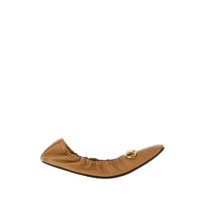 Gucci Prima Horsebit-detail Ballet Flats In Brown