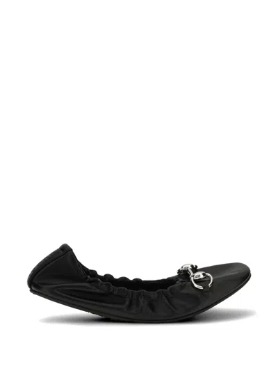 Gucci Prima Leather Ballet Flats In Black