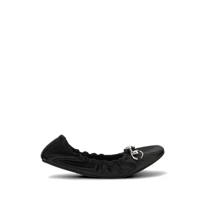 Gucci Prima Leather Ballet Flats In Black