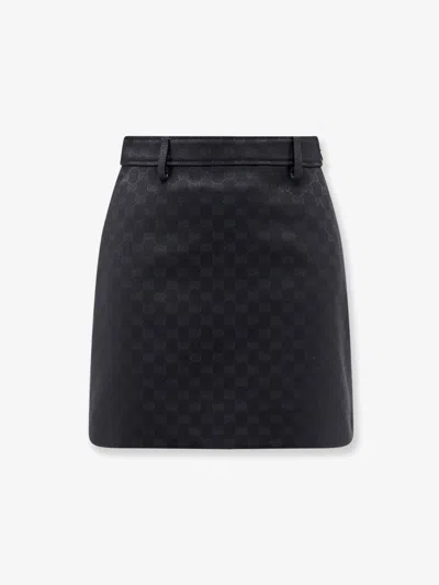Gucci Primavera Gg Cotton Blend Mini Skirt In Black