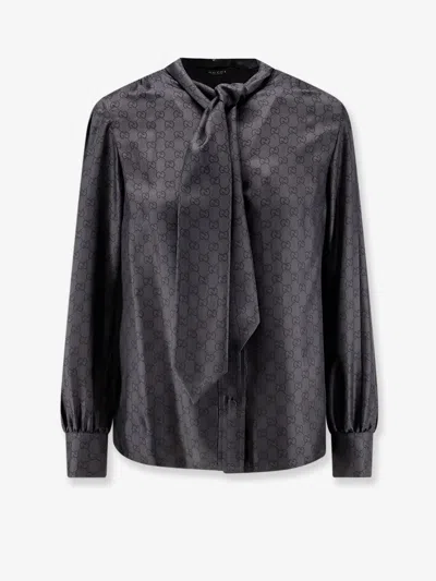 Gucci Primavera Gg Silk Shirt In Black
