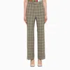 Gucci Wool And Linen Trousers With Prince Of Wales Motif In Grey