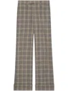Gucci Wool And Linen Trousers With Prince Of Wales Motif In Grey