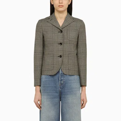Gucci Prince Of Wales Single-breasted Jacket In Wool Women In Black